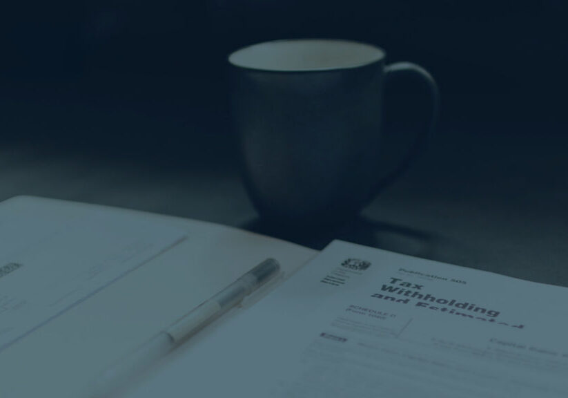 Tax documents on table for review
