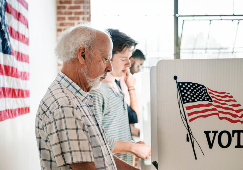 American at a polling booth